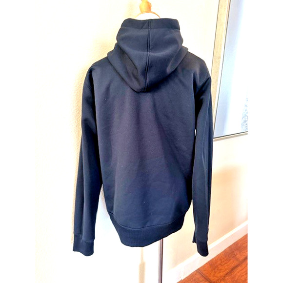 Under Armour Semi Fitted Cold Gear Black Hooded Sweatshirt Pink Logo Size LARGE - Picture 2 of 6